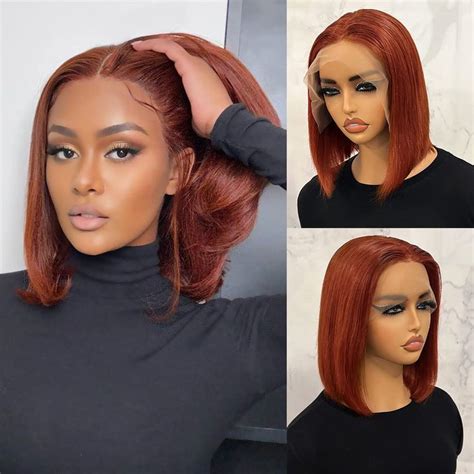 Stunning Reddish Brown Bob Wig With Hd Lace Front Only 70