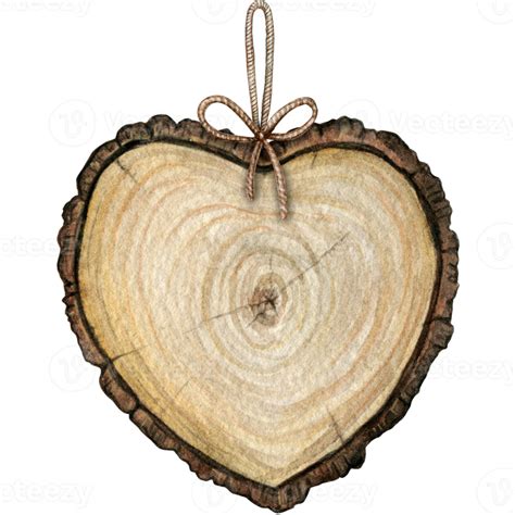 watercolor hand drawn rustic wooden heart decoration 22176778 PNG