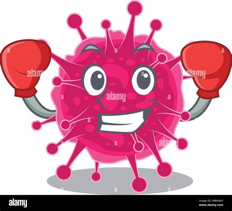 A Sporty Boxing Athlete Mascot Design Of Picornaviridae With Red Boxing