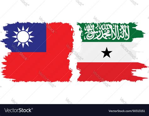 Somaliland And Taiwan Grunge Flags Connection Vector Image