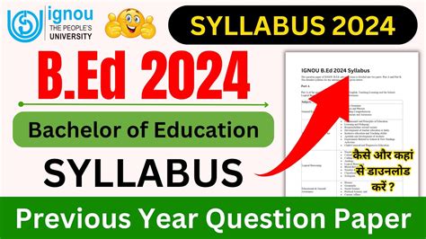 IGNOU BED Syllabus 2024 IGNOU BED Previous Year Question Paper