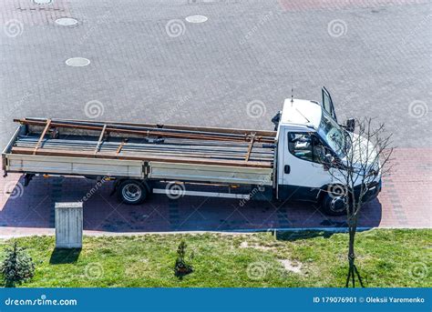 Truck with open trailer. stock image. Image of open - 179076901