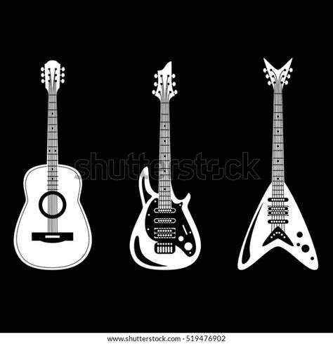 Acoustic Electric Guitars Set Vector Illustration Stock Vector Royalty