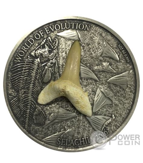 SELACHII World Of Evolution Sharks 1 Oz Silver Coin 1000 Francs Burkina