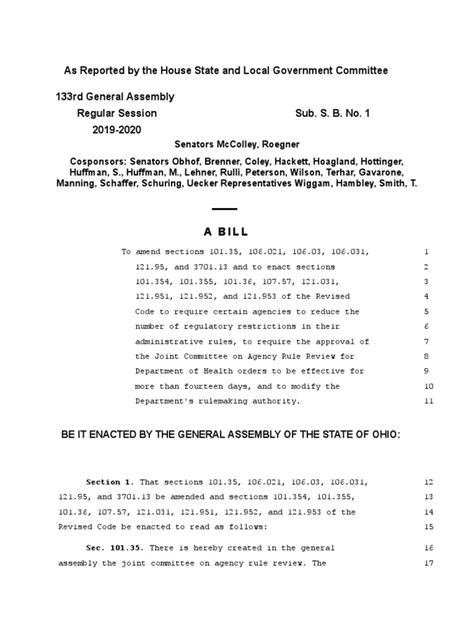 Senate Bill 1 | PDF | Committee | United States House Of Representatives