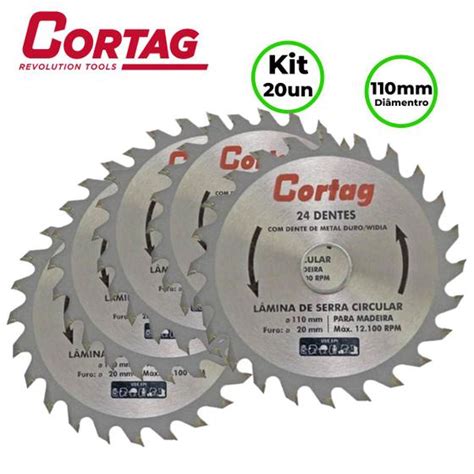 Kit 20UN Disco De Serra Circular Cortag Para Madeira 24 Dentes 110mm