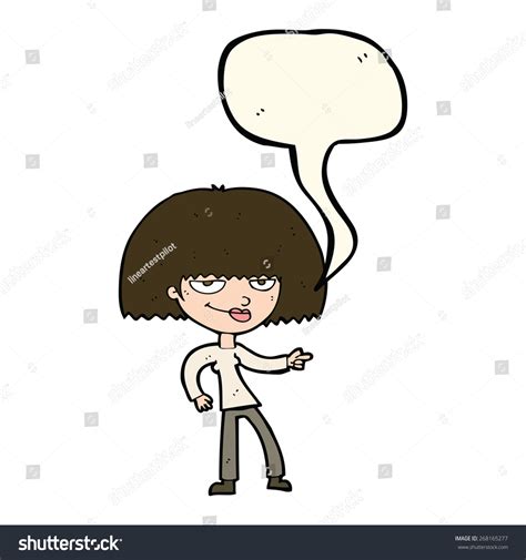 Cartoon Happy Woman Pointing Speech Bubble Stock Vector Royalty Free