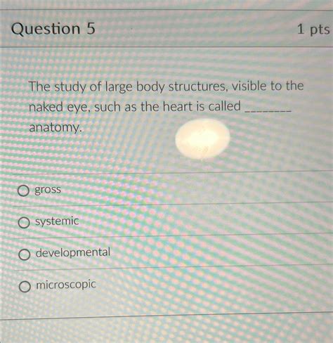 Solved Question Ptsthe Study Of Large Body Structures Chegg