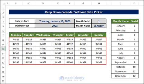 Insert Drop Down Calendar In Excel Without Date Picker