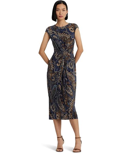 Womens Lauren Ralph Lauren Paisley Twist Front Jersey Dress