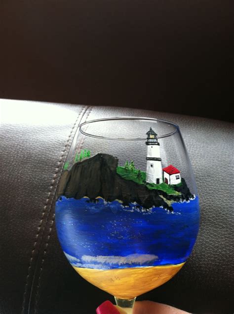 Lighthouse Lighthouse Wine Glass Hand Painted Tableware Bell Rock Lighthouse Light House