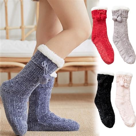 Women Slipper Fuzzy Socks Fluffy Cozy Cabin Warm Winter Soft Thick