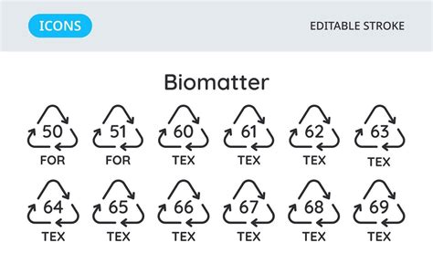 Biomatter Recycling Codes Icons Triangular Environmental Symbols Of