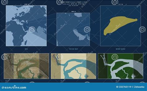 Warbah Island Kuwait Location Diagram Yellow Stock Illustration