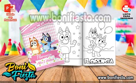 Librito Para Colorear Bluey Y Bingo Rosa Boni Fiesta