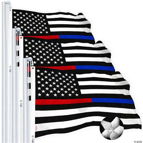 G128 Thin Blue Line Police And Thin Red Line 4x6 Ft 3 Pack