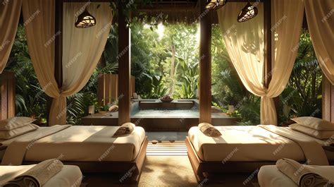 premium photo  couples massage room   view   tropical garden