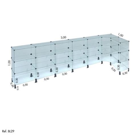 Balcão de Atendimento Modulado em Vidro 1 10 x 0 90 x 0 30 A PONTUAL