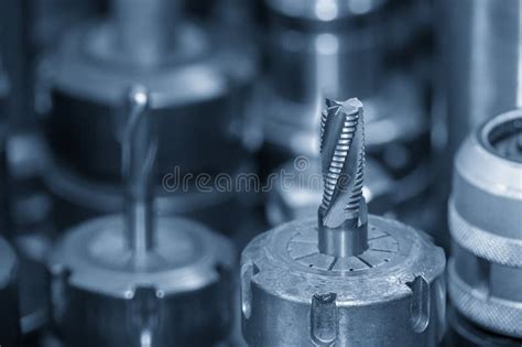 Close Up Scene The Rough Tool For Cnc Milling Machine Stock Image