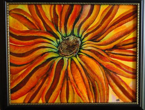 Paintings of yellow and Orange flowers. Painted in acylic on | Etsy