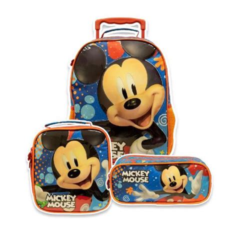 Kit Escolar Mochila Rodinha Lancheira E Estojo Mickey Mouse Xeryus