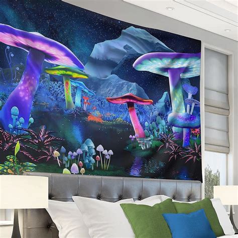 Wekity Mushroom Tapestry Men Wall Tapestries For Bedroom Aesthetic