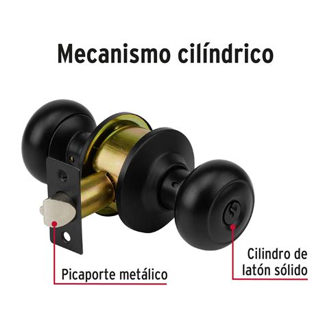 Ficha Tecnica Cerradura pomo negro oval recámara Hermex