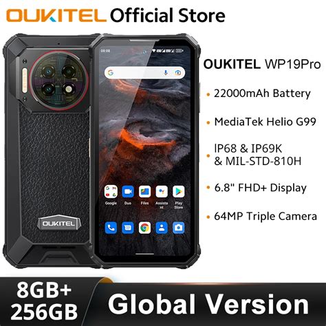 Oukitel WP19 Pro Защищенный телефон 6,8'' FHD+ 120 Гц Дисплей 22000 мАч ...