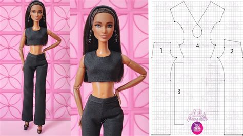 pantalón y crop top para barbie patrones en la descripción YouTube