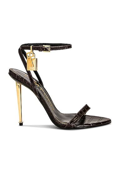 TOM FORD Mirror Padlock Chain Pointy Naked Sandal 105 In Gold FWRD