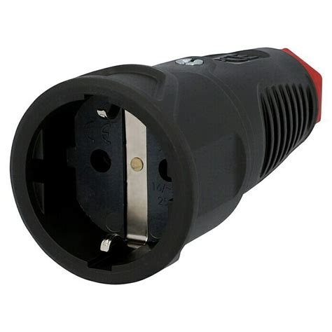 UniTEC Gummi Schutzkontakt Kupplung Schwer 250 V 16 A IP20 Schwarz