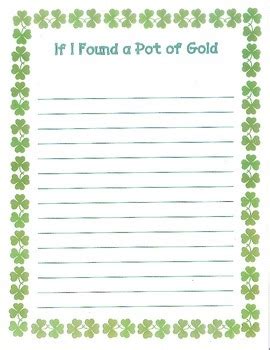 If I Found A Pot Of Gold St Patrick S Day Writing Stationary TpT