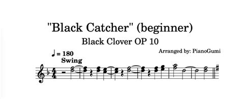 Black Clover Op 10 Black Catcher Beginner Piano Sheet Music