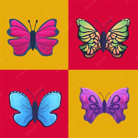 Premium Vector Vector Cute Butterfly Cartoon Set