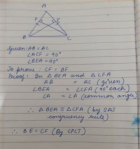 Abc Is An Isosceles Triangle In Which Altitudes Be And Cf Are Drawn To