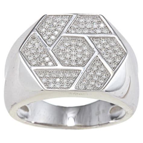 Shop La Preciosa Sterling Silver Men S Cubic Zirconia Geometric Ring