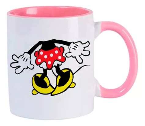 Caneca Porcelana Rosa Branco Minnie Mouse Corpo Parcelamento Sem Juros