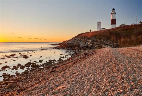 Montauk Lighthouse and Beach Stock Image - Image of beautiful, landmark ...