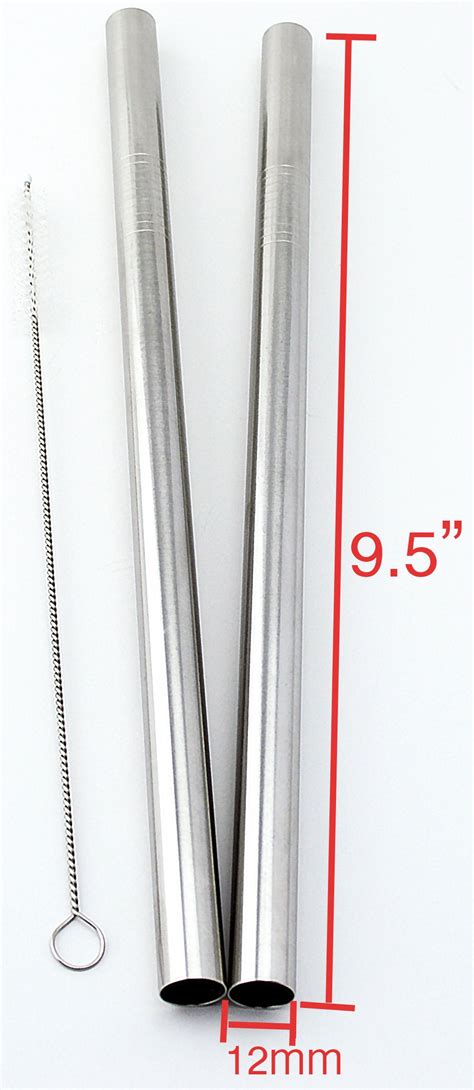 Cocostraw Brand 2 Large Reusable Metal Boba Straws Extra Wide