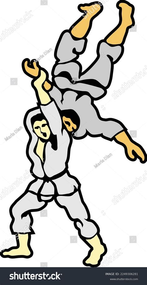 Jujutsu Martial Art Flat Vector Illustration Stock Vector (Royalty Free ...