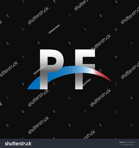 Initial Letters PF Overlapping Movement Swoosh Royalty Free Stock