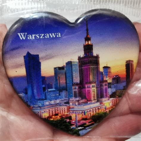 Serce Magnes na lodówkę Warszawa zachód słońca Dąbrowa Kup teraz na