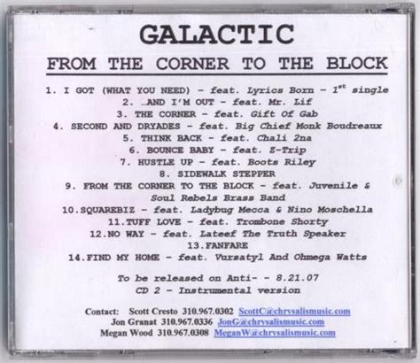 Galactic From The Corner To The Block 2007 Cdr Discogs