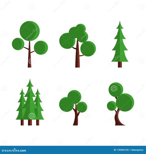 Simple Flat Trees Illustration Vector Set Stock Vector Illustration