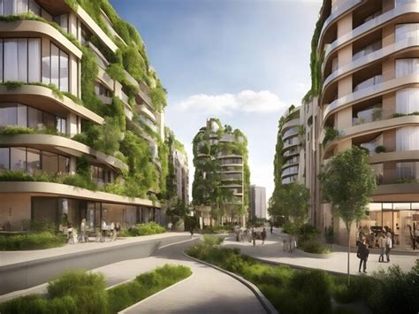 Premium AI Image Sustainable Urban Design Featuring Ecofriendly Elements