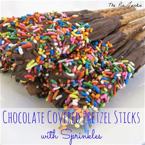 Chocolate Covered Pretzel Sticks With Sprinkles