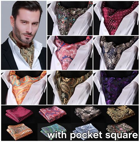 Paisley Floral Silk Ascot Pocket Square Cravat Jacquard Dress