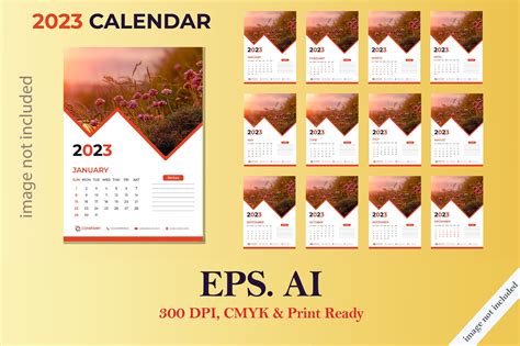 Monthly Wall Calendar Template 2023 Year Graphic by Shahed_arts · Creative Fabrica