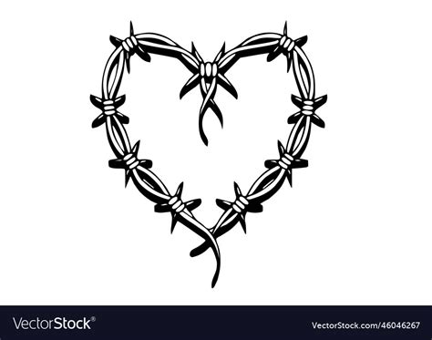 Shape of heart silhouette of barbed wire im Vector Image