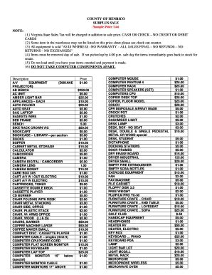 Fillable Online Co Henrico Va County Of Henrico Surplus Sale Sample